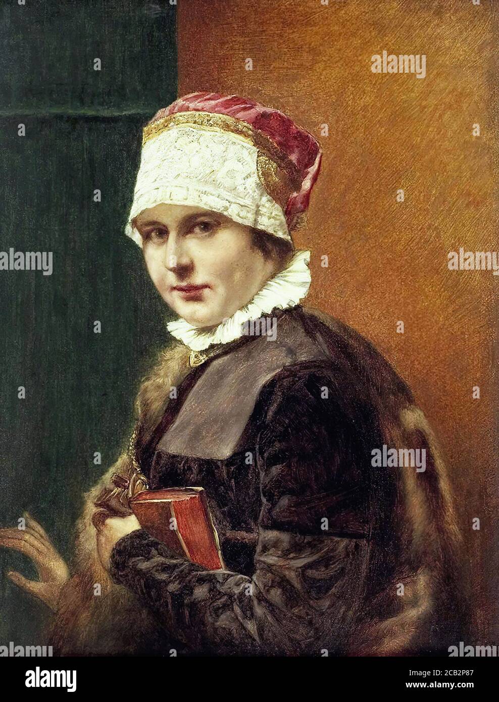 Kaulbach Hermann Lady in East German Costume with Gloves and Book