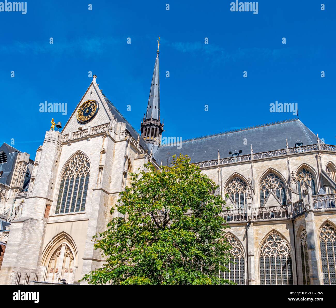 Detail of the gothic Bravantine style Saint Peter's Church in the old town of Leuven, Belgium Stock Photo