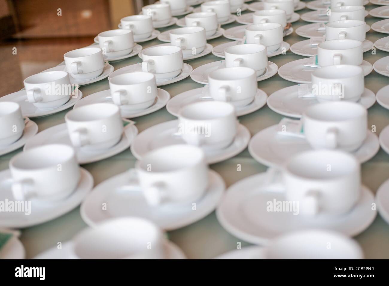 empty coffee cup for wedding banquet conference seminar catering event. tea  coffee break service Stock Photo - Alamy