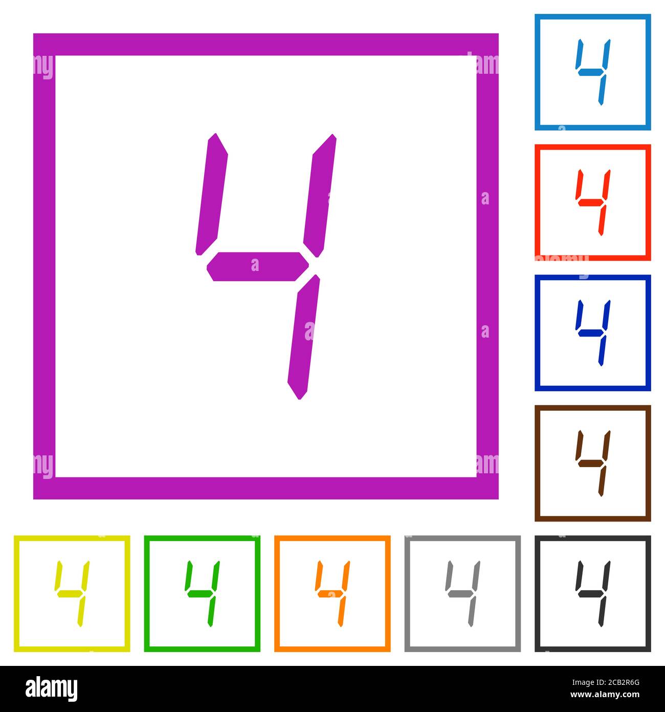 digital number four of seven segment type flat color icons in square ...