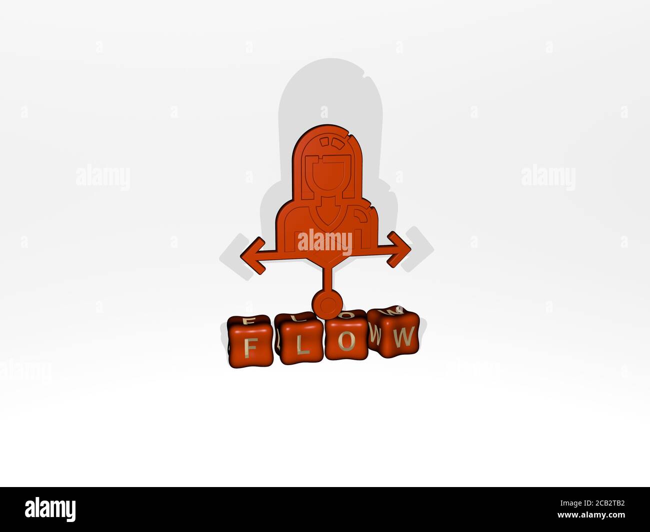 flow 3D icon object on text of cubic letters. 3D illustration ...