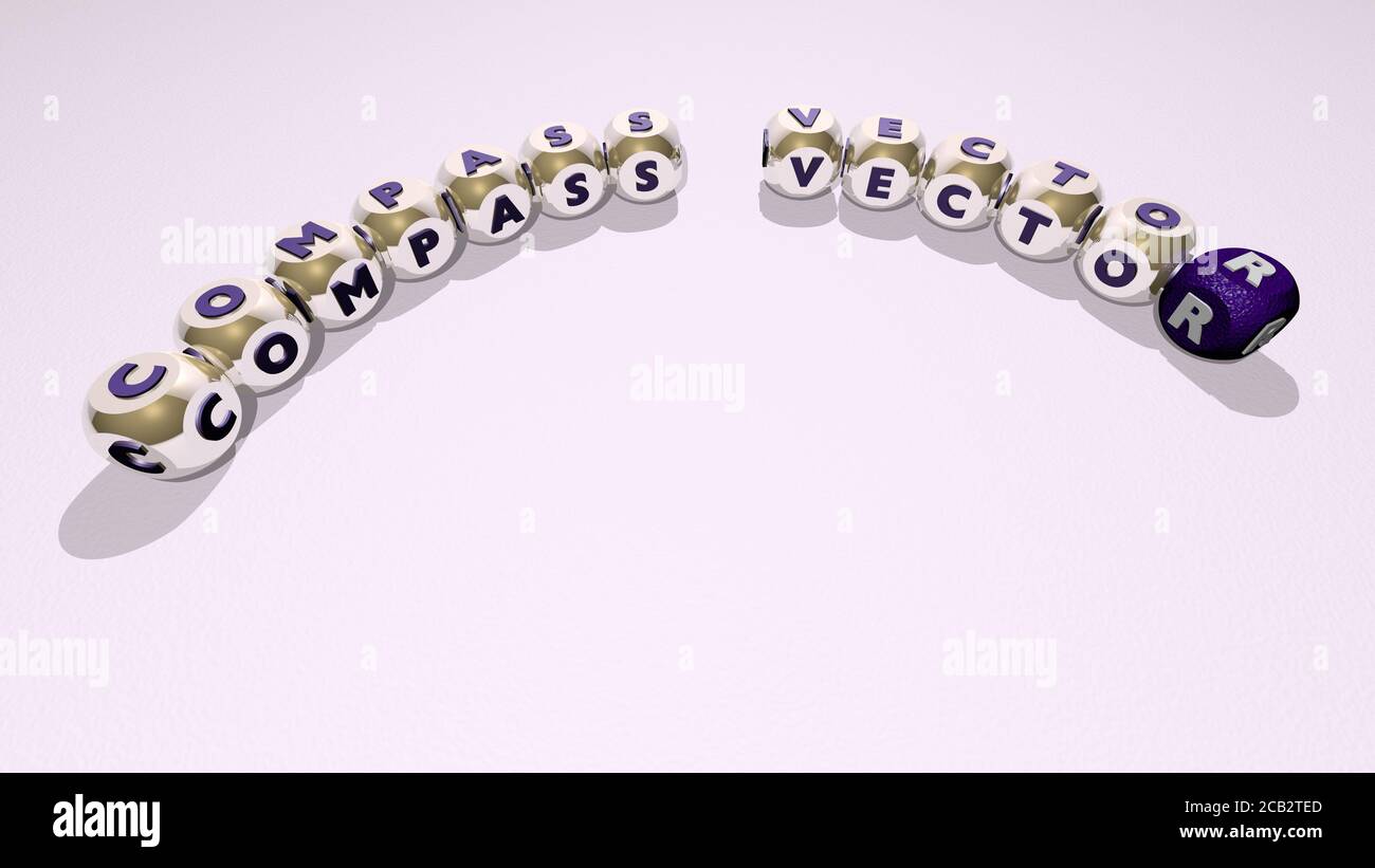 crosswords of compass vector arranged by cubic letters on a mirror
