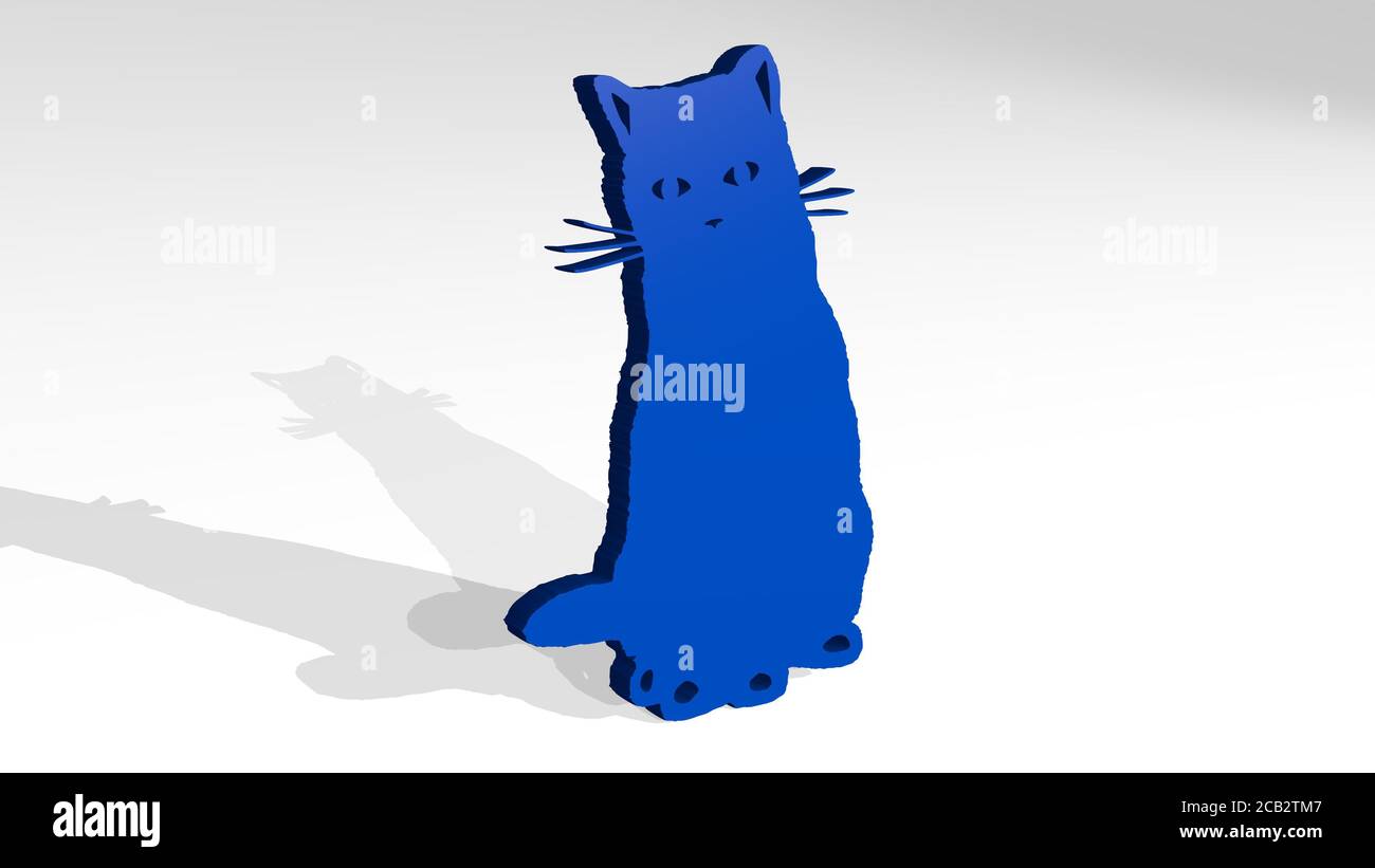 CAT 3D icon casting shadow. 3D illustration. animal and background ...