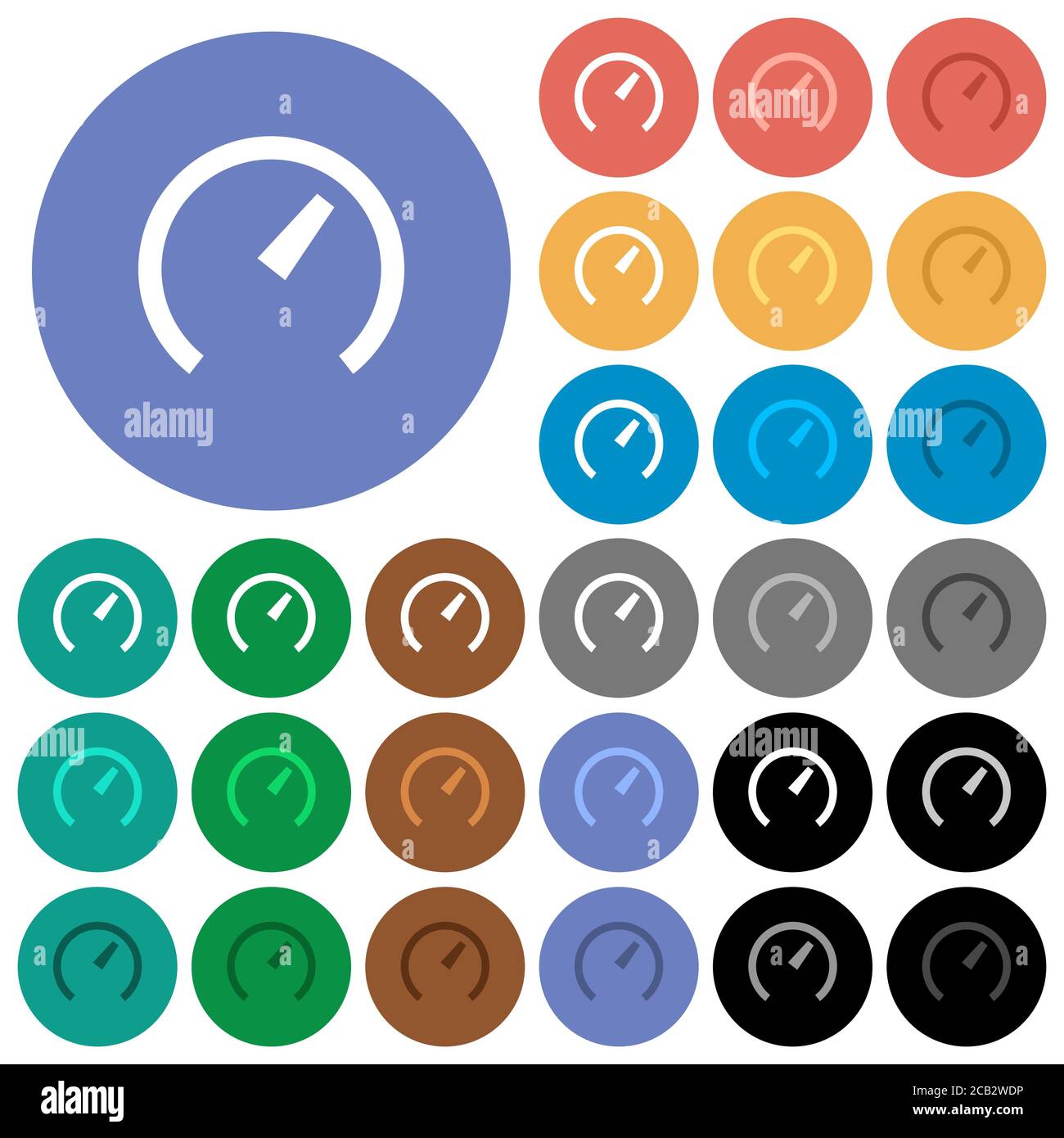 Speedometer multi colored flat icons on round backgrounds. Included ...