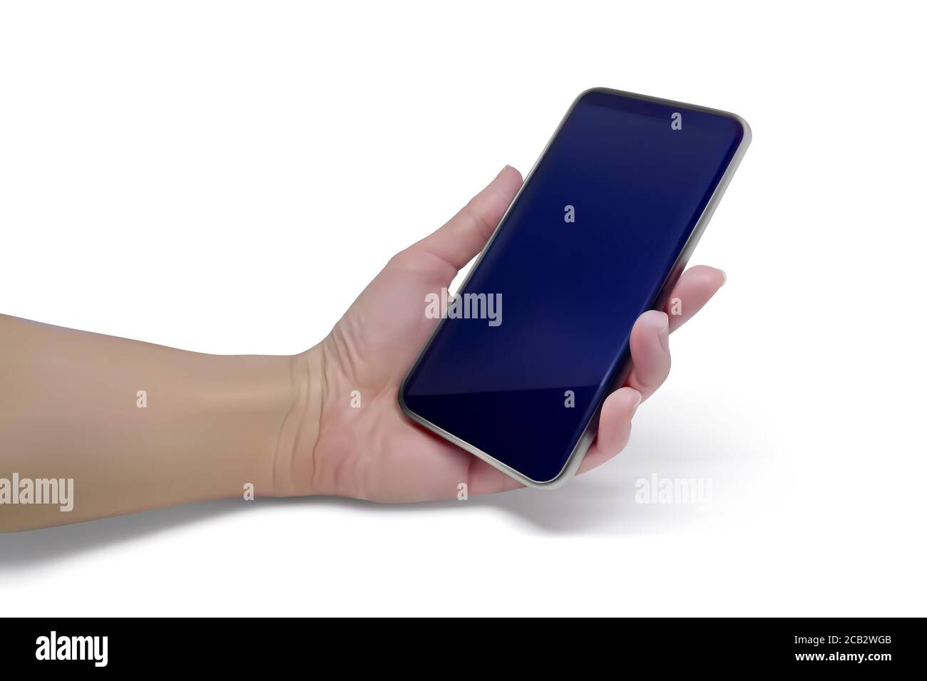 female hand holds a smartphone Stock Vector