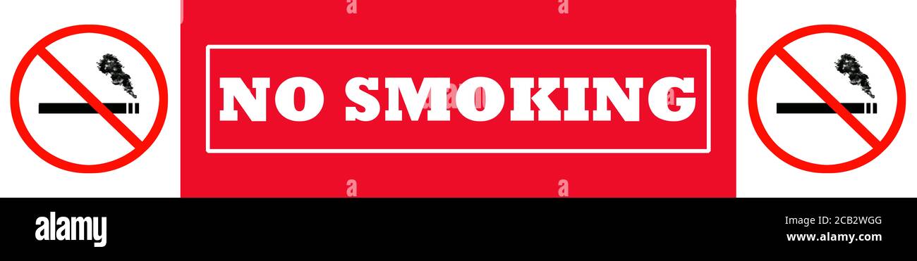horizontal banner No smoking sign with two symbols prohibit smoker Stock Photo