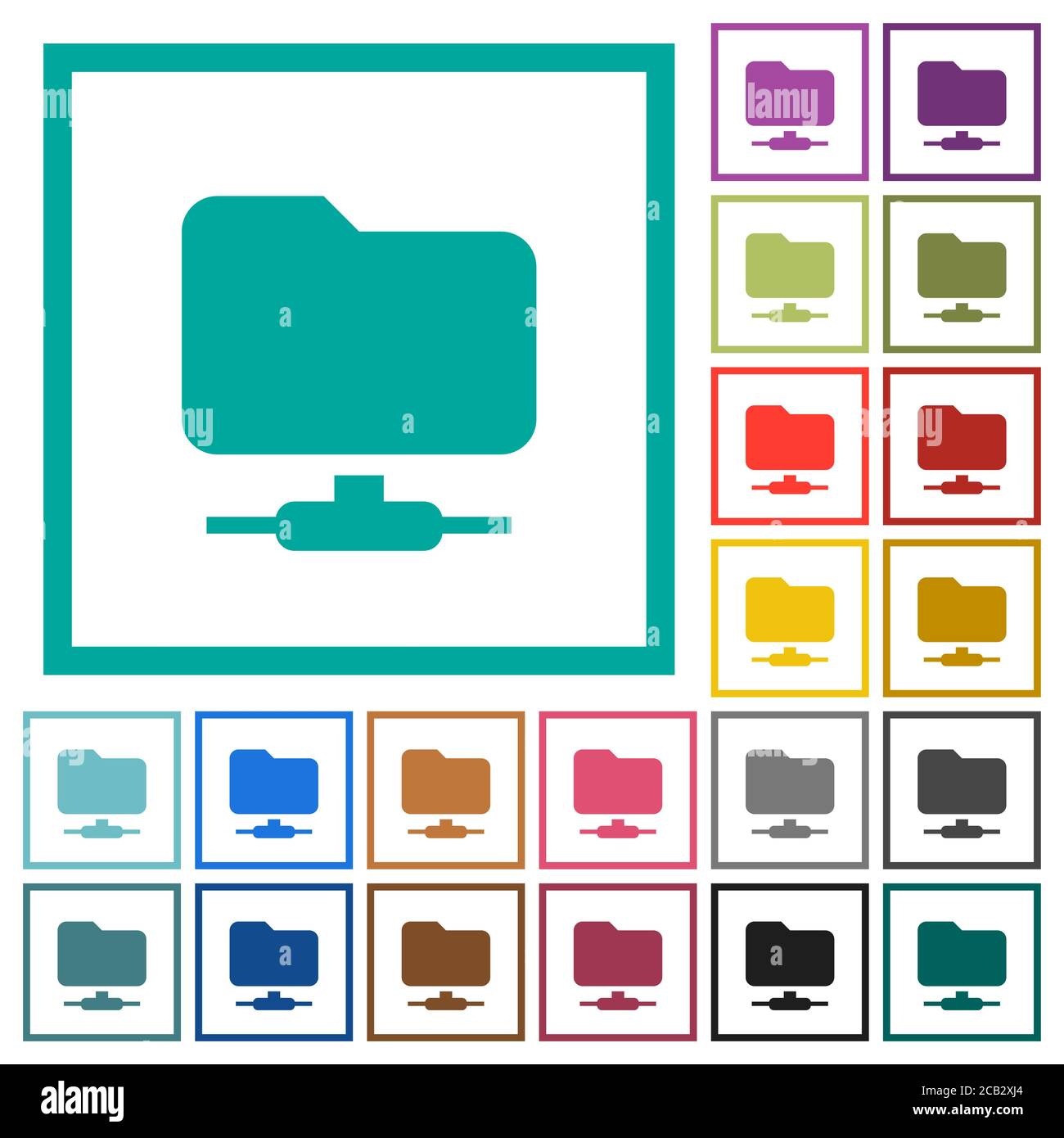 FTP flat color icons with quadrant frames on white background Stock ...