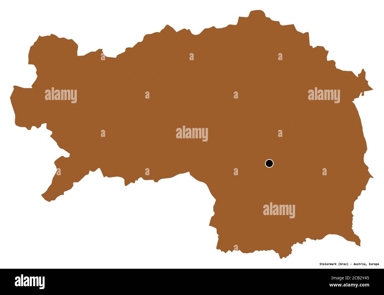 Shape of Steiermark, state of Austria, with its capital isolated on ...