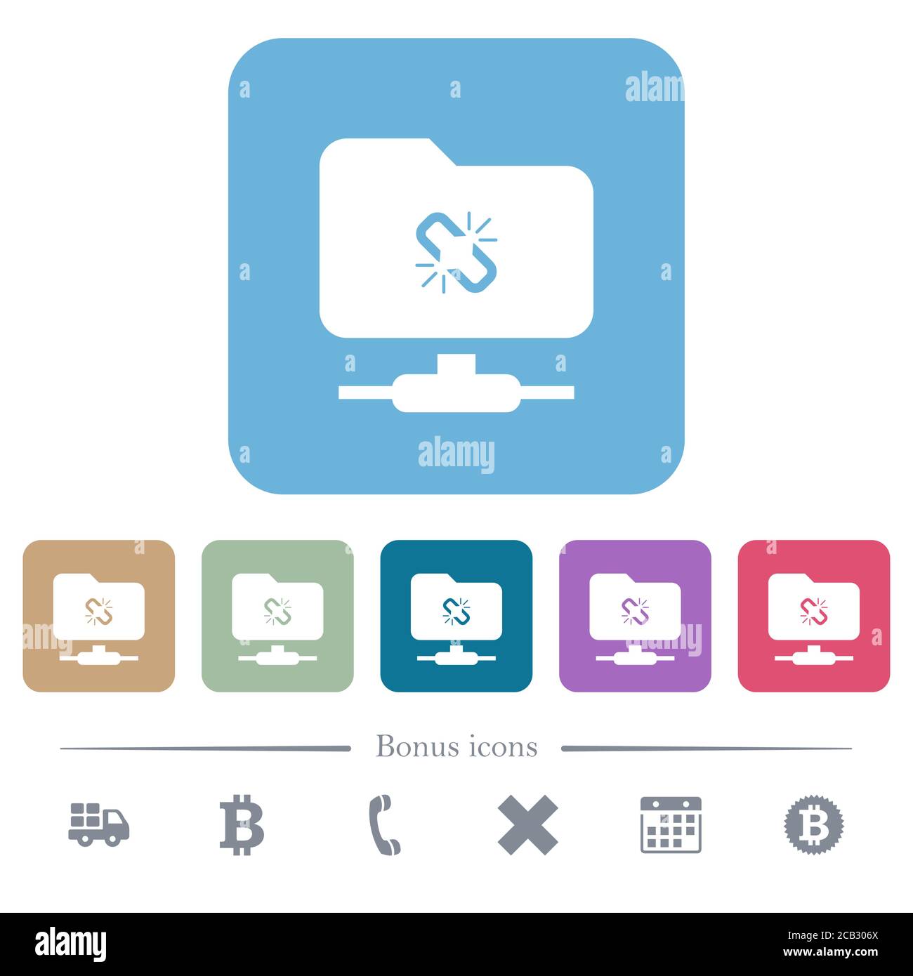 FTP connection lost white flat icons on color rounded square ...