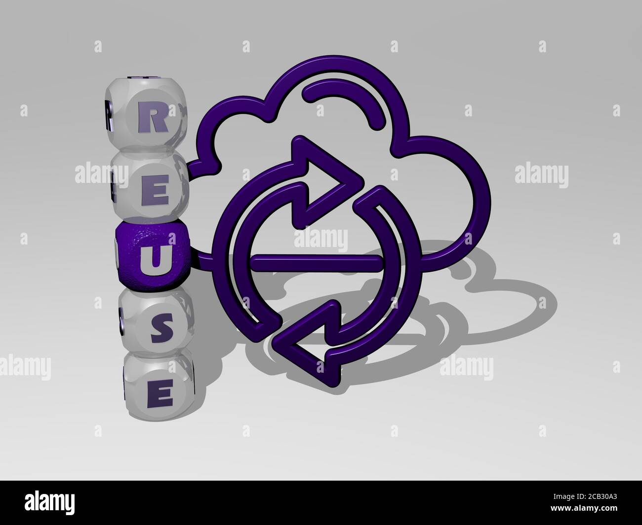 3D graphical image of reuse vertically along with text built around the ...