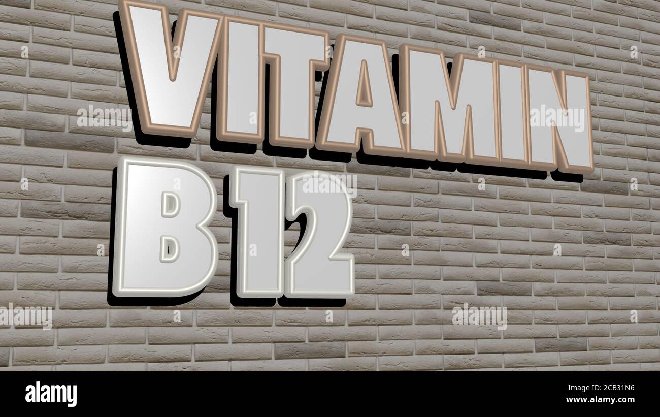 vitamin b text on textured wall. 3D illustration. background and food