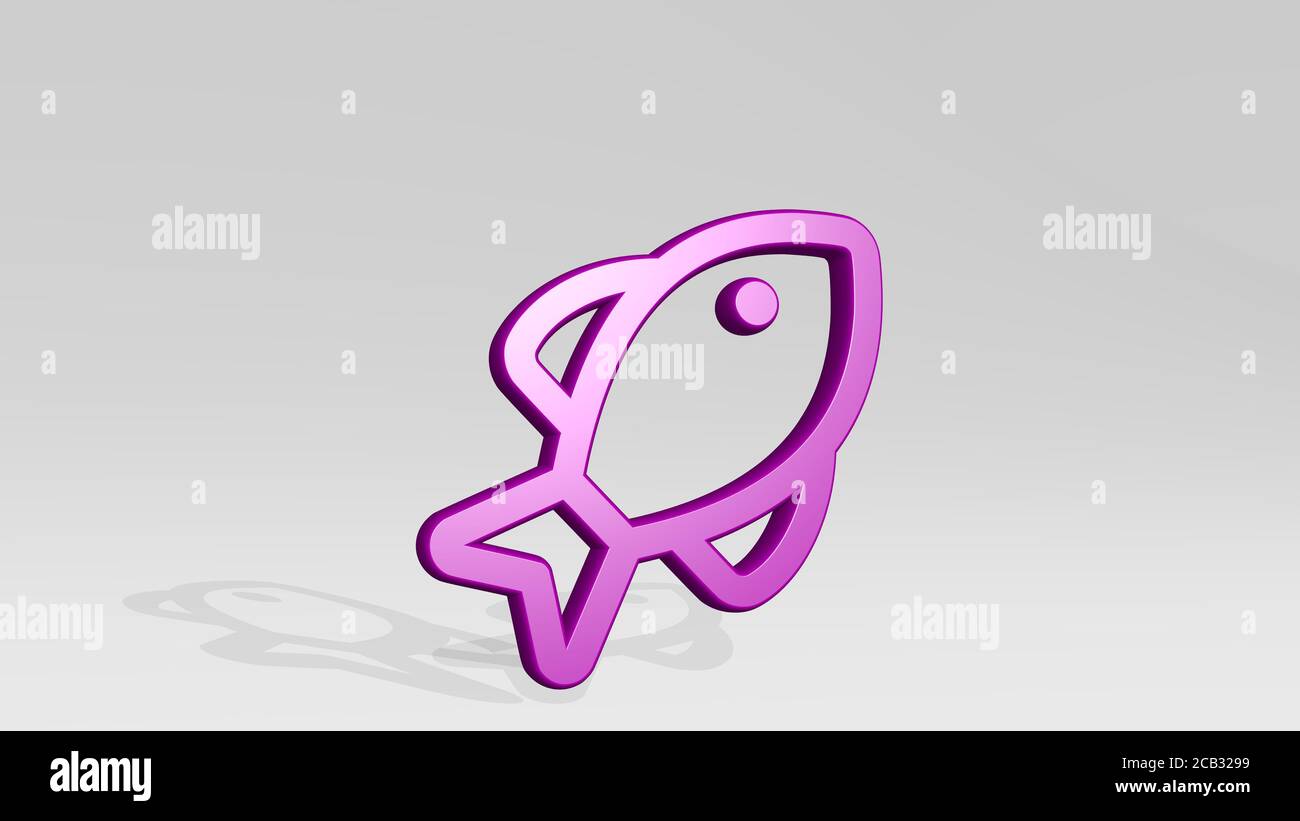 SEAFOOD FISH 3D icon casting shadow. 3D illustration. background and ...