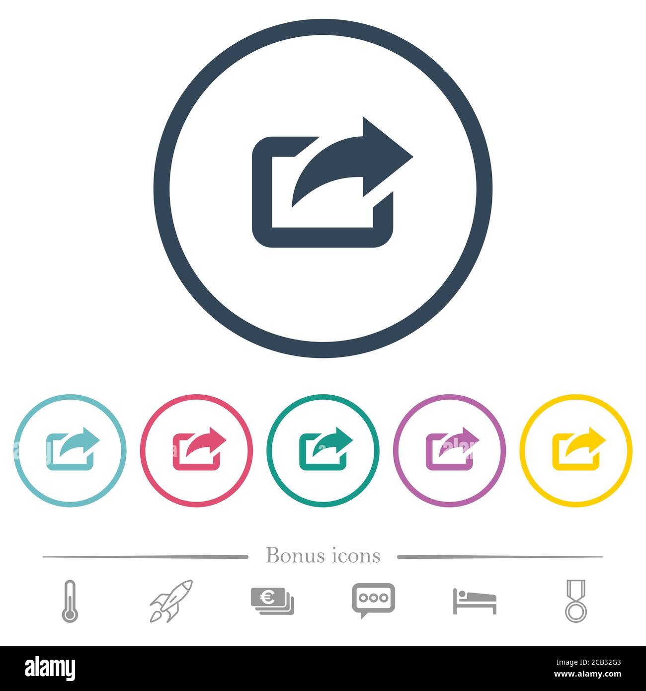 Export with upper right arrow flat color icons in round outlines. 6 ...