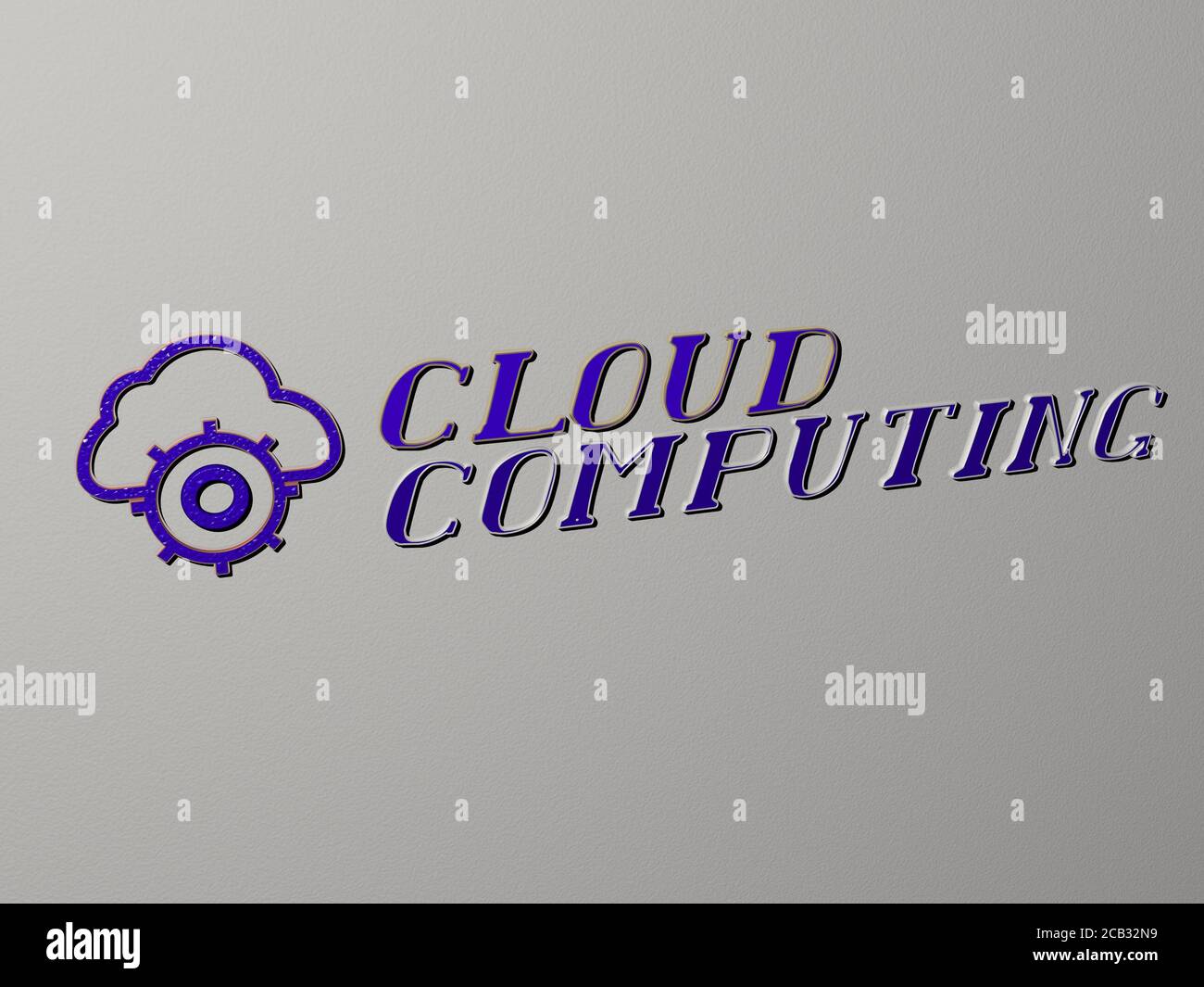 cloud computing icon and text on the wall. 3D illustration. background ...