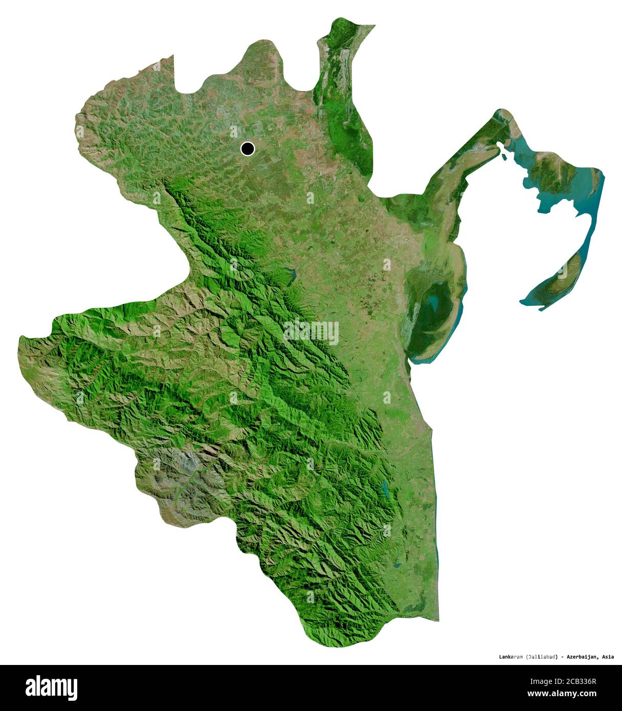 Shape of Lankaran, region of Azerbaijan, with its capital isolated on ...