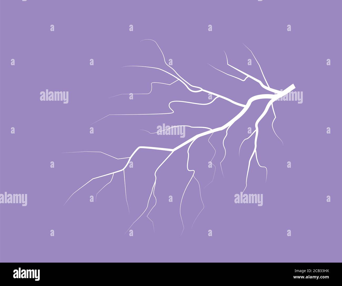 Silhouette Of A Thunder Lightning On A Lilac Background Stock Vector