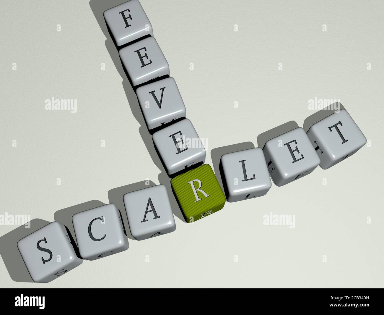 scarlet fever crossword by cubic dice letters 3D illustration