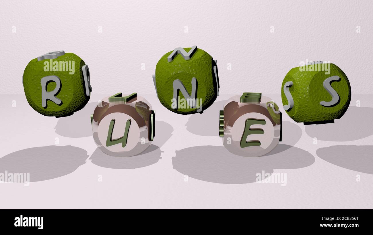 RUNES dancing cubic letters. 3D illustration. ancient and background Stock Photo