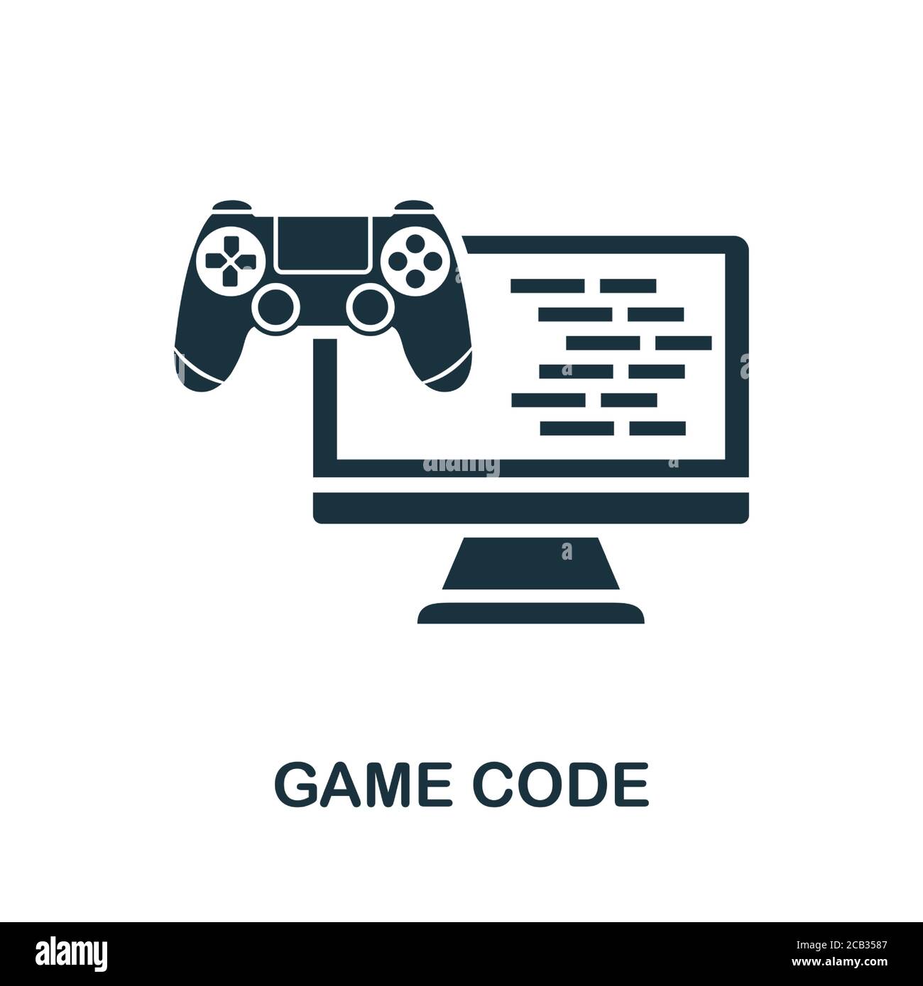 Game Code icon. Simple element from game development collection. Filled