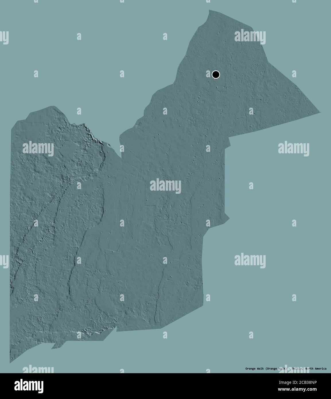 Shape of Orange Walk, district of Belize, with its capital isolated on ...