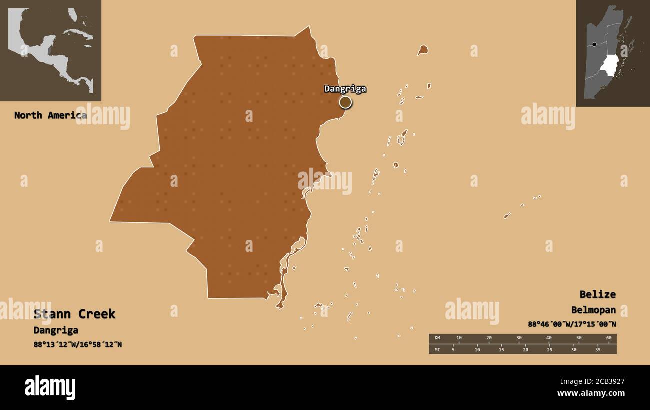 Shape Of Stann Creek District Of Belize And Its Capital Distance 