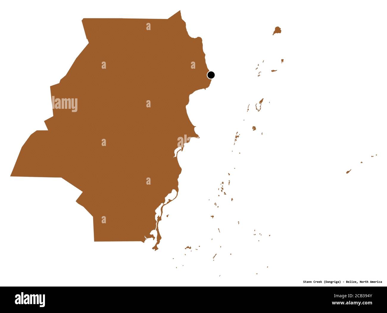 Shape Of Stann Creek District Of Belize With Its Capital Isolated On 
