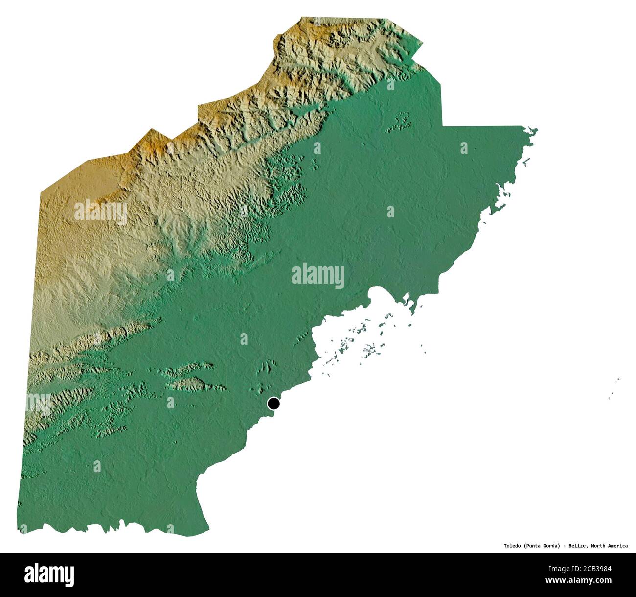 Map Of Toledo District Belize Shape Of Toledo, District Of Belize, With Its Capital Isolated On White  Background. Colored Elevation Map. 3D Rendering Stock Photo - Alamy
