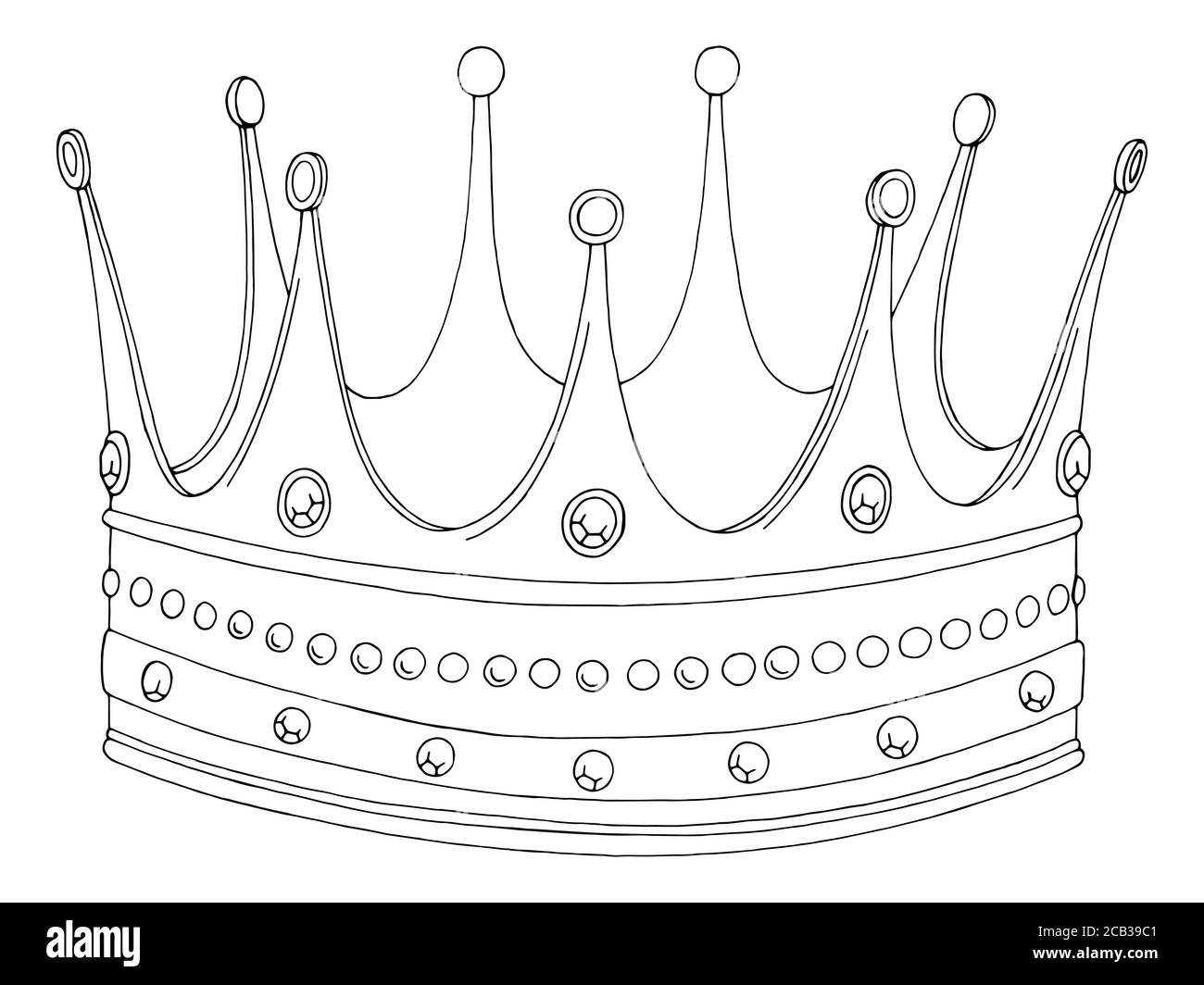 Crown graphic black white isolated sketch illustration vector Stock Vector