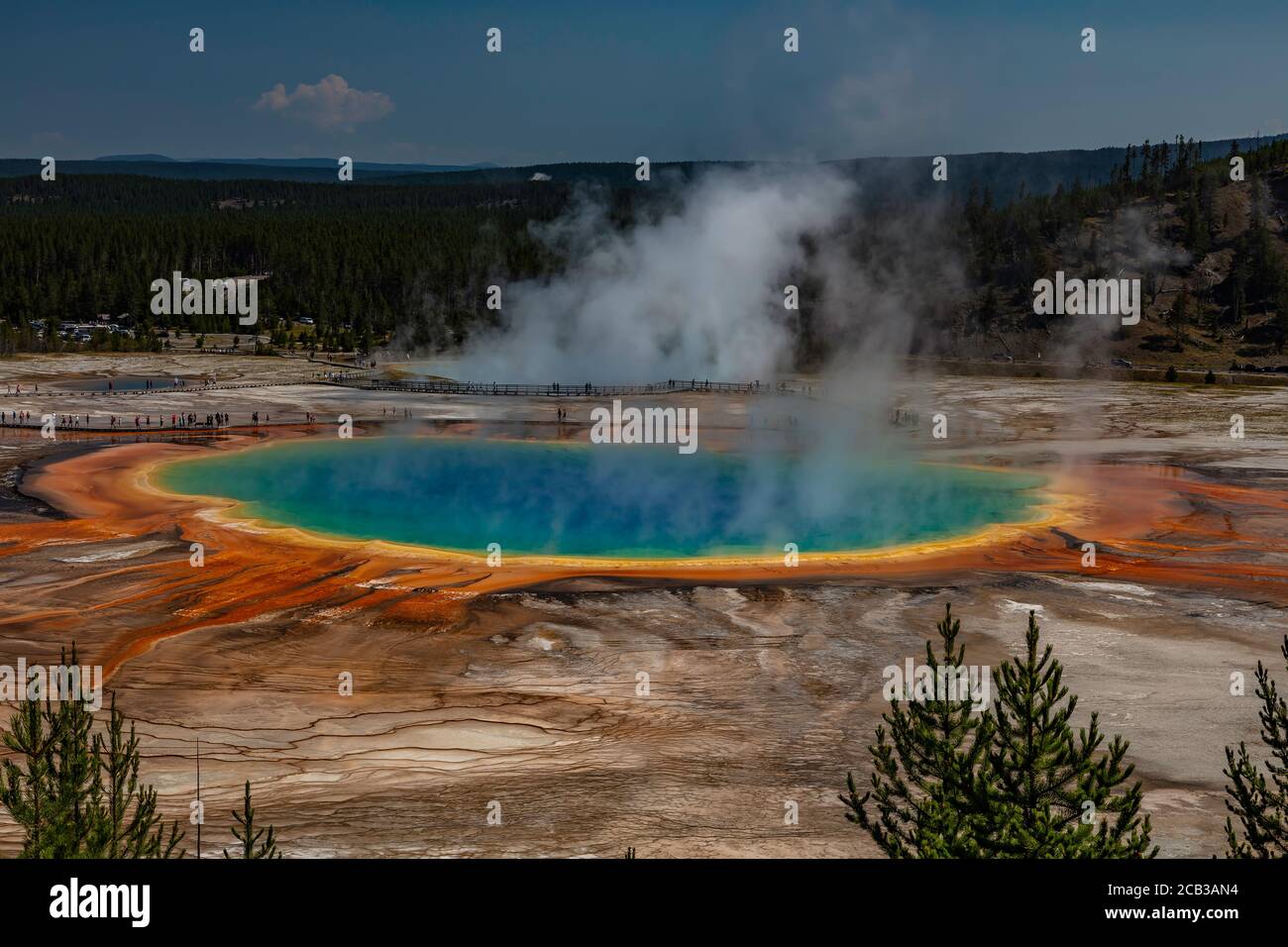 The Grand Prismatic Spring of Yellowstone National Park as seen from the overlook platform Stock Photo