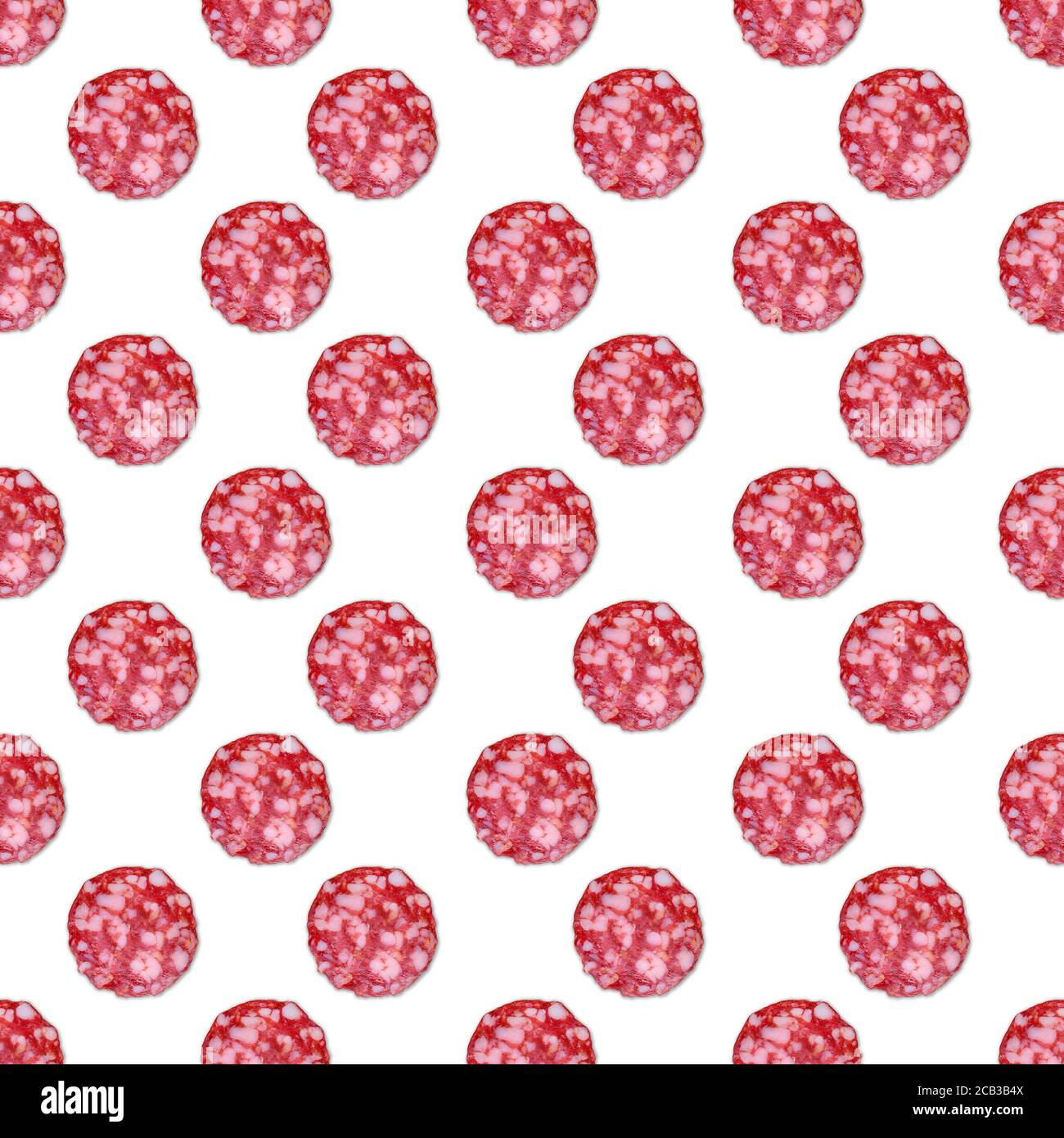 Salami Pattern Salami sausage slices background. Close up. Slices of smoked sausage ...
