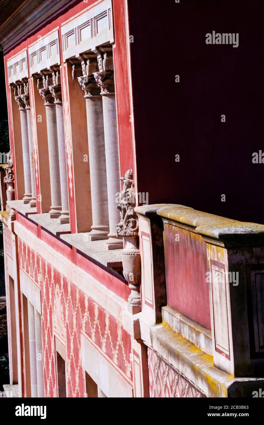 Facade seen from Park Güell in Barcelona of sgraffito, Spain. Stock Photo