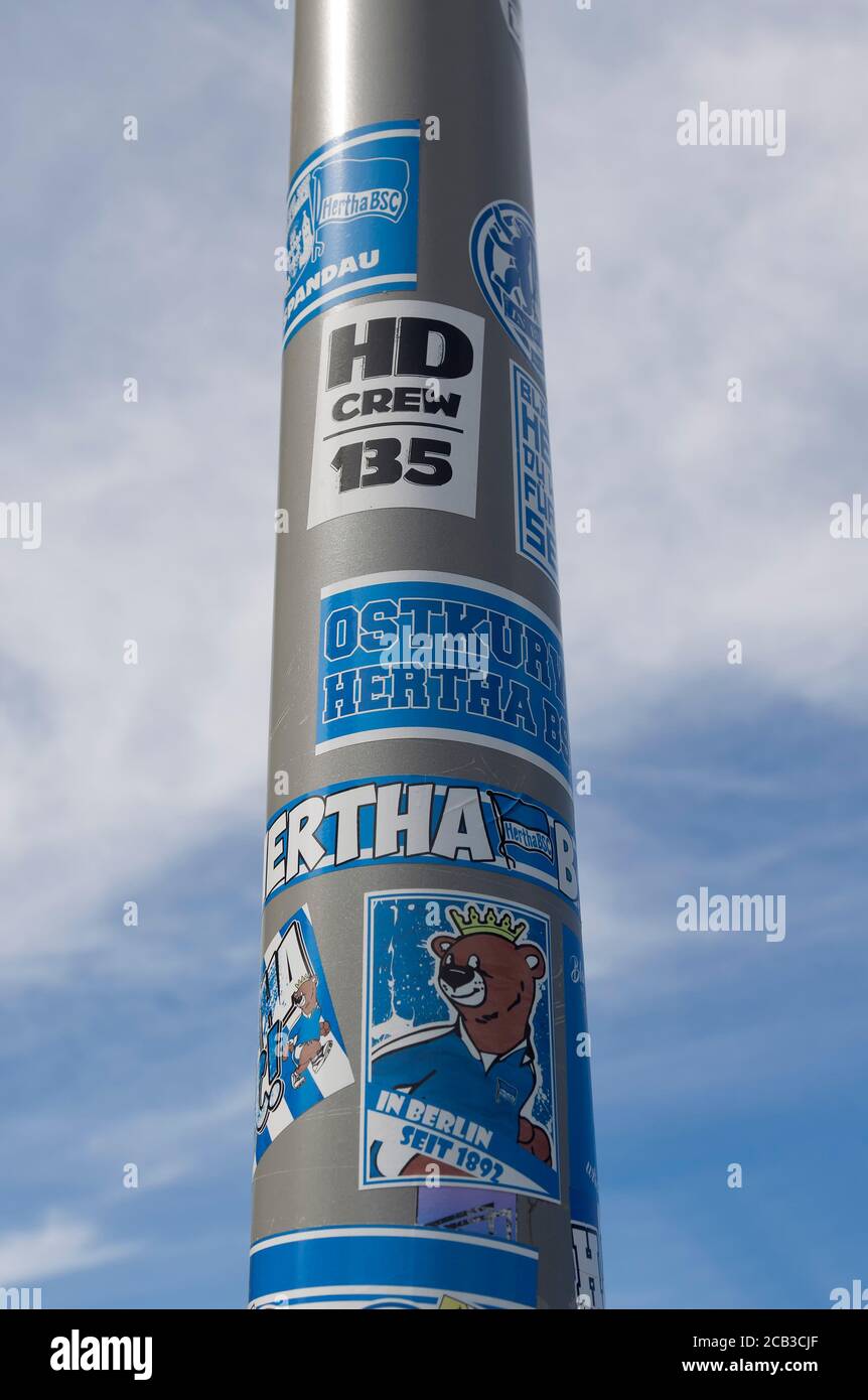 Stickers of Hertha BSC in Berlin Stock Photo