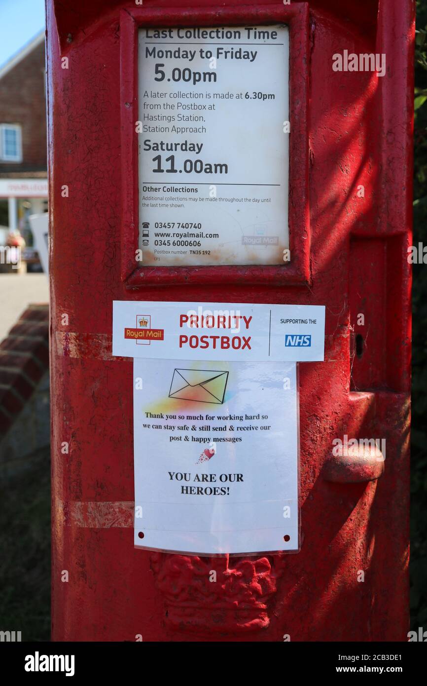 UK PRIORITY POST BOX WITH THANK YOU KEY WORKER SIGN DURING COVID 19
