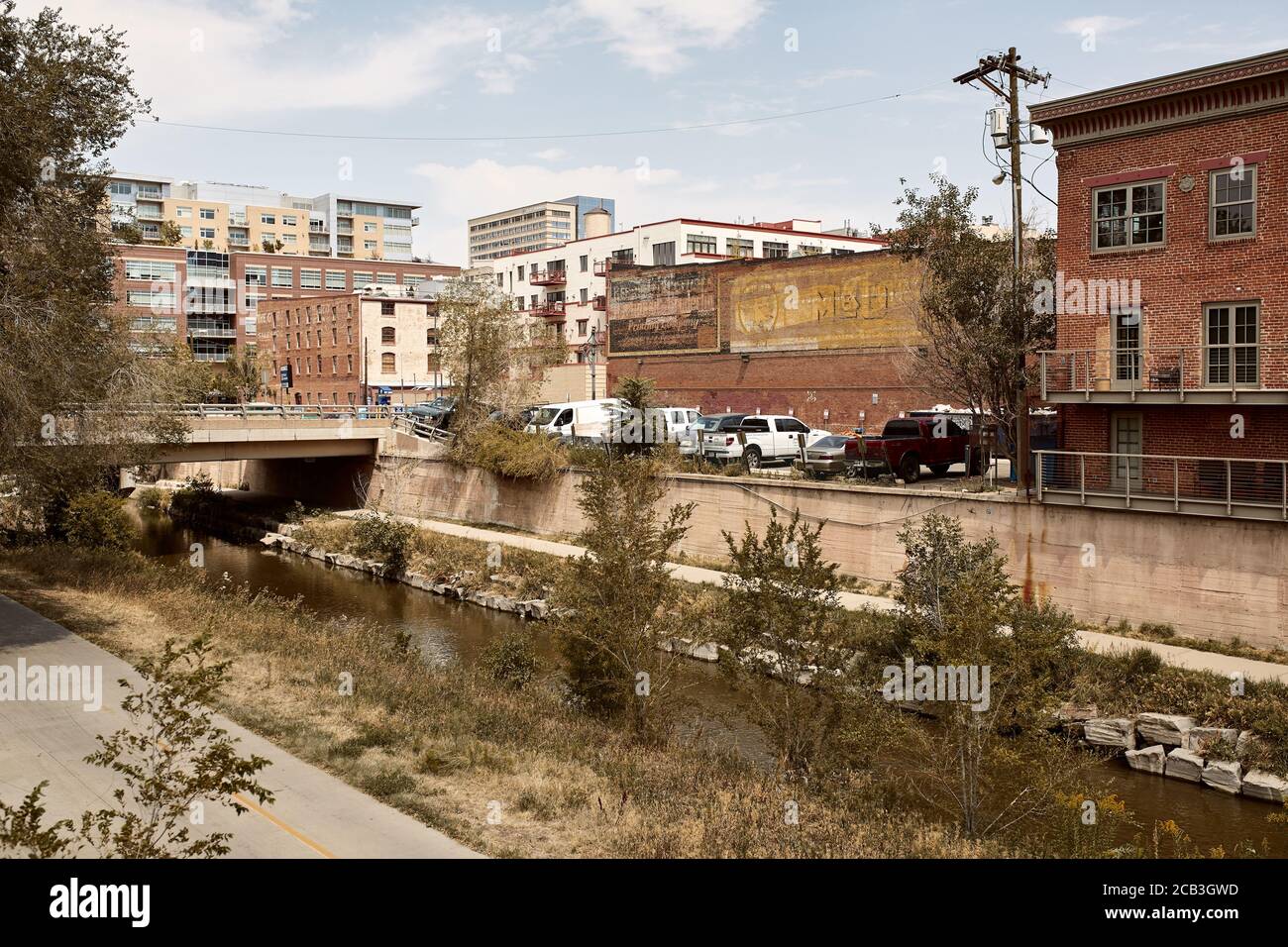 Denver, Colorado August 4th, 2020 Ghost signs on red brick buildings