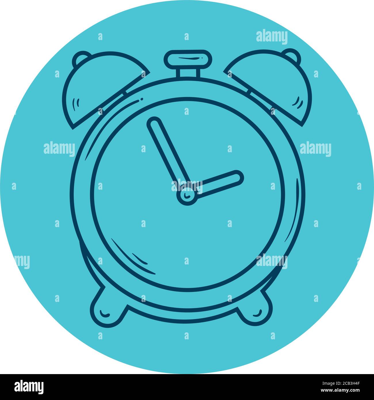 alarm clock, wake up time, line style in circle frame Stock Vector