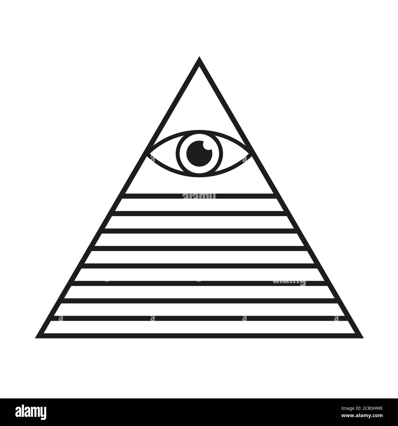 All seeing eye pyramid illuminati symbol isolated vector illustration Stock Vector