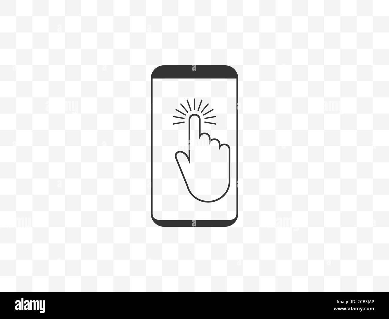 Mobile phone in hand, touch. Vector illustration, flat design Stock ...