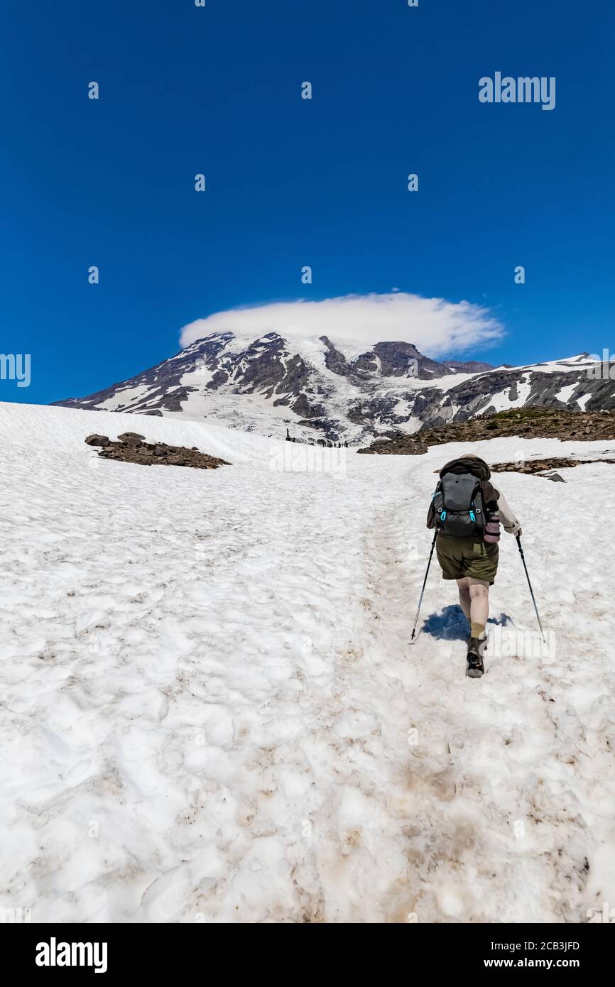 Mountaineer on a snowfield hi-res stock photography and images - Alamy