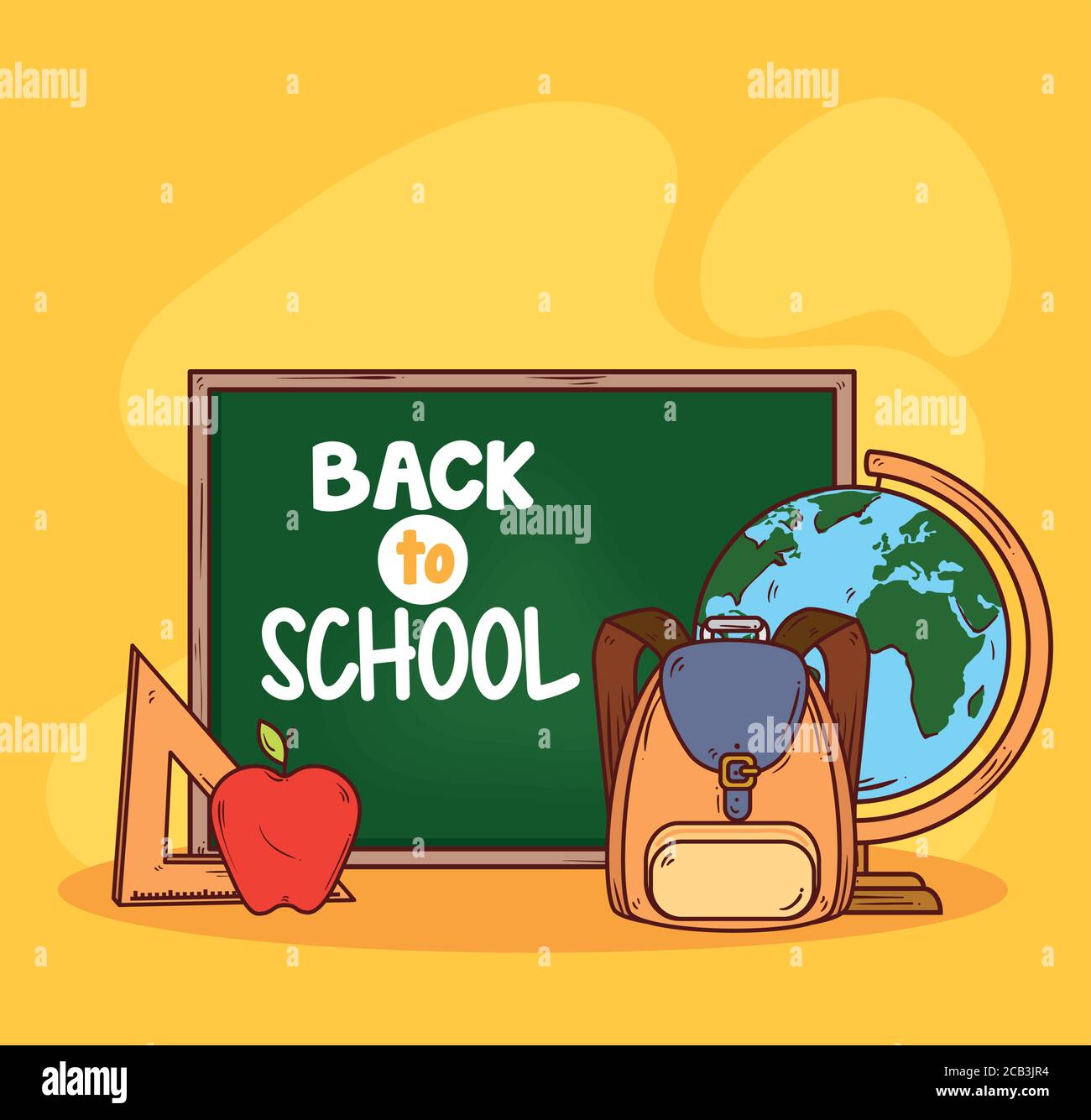 back to school banner, with chalkboard and education supplies Stock ...