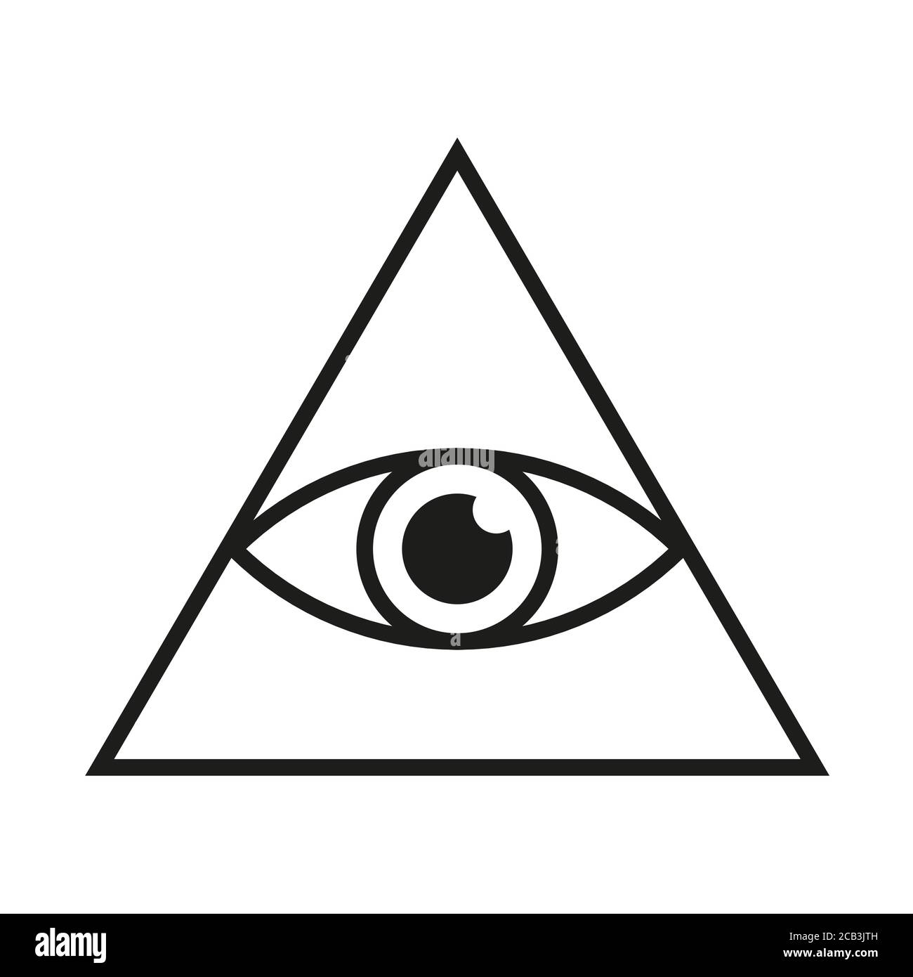Eye in triangle simple minimalistic symbol. All seeing Illuminati eye pyramid isolated vector illustration Stock Vector