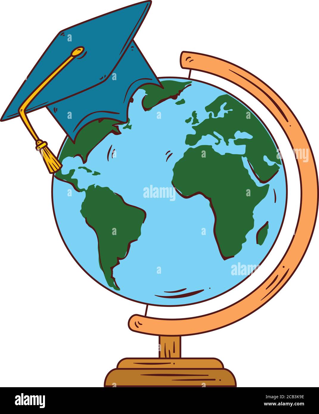 school symbol, hat graduation with world planet earth school supply ...