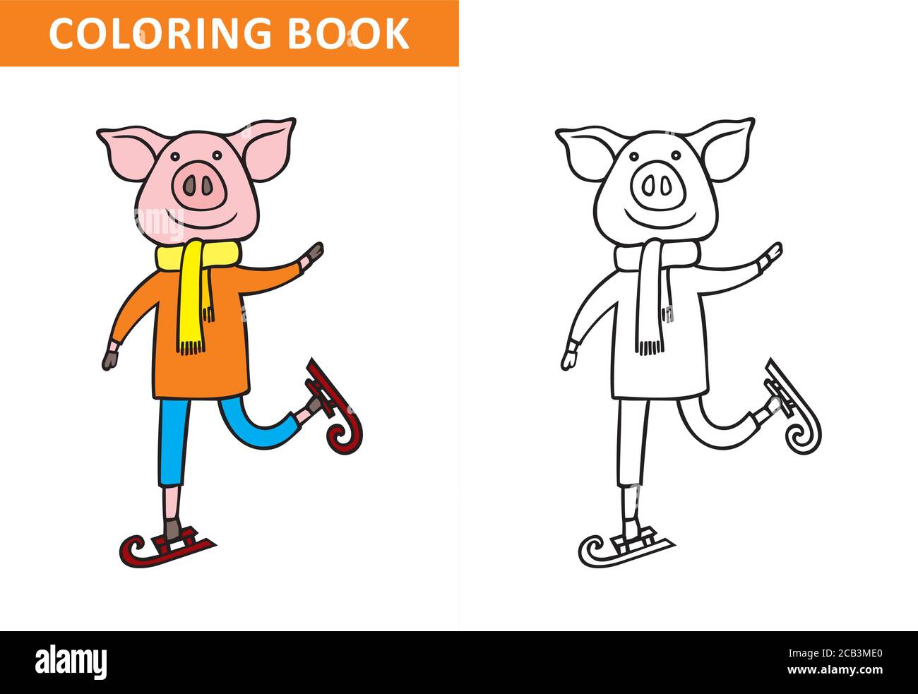 Pig. Funny pink pig. Cartoon characters for kids coloring book, colouring  pages Stock Vector Image & Art - Alamy
