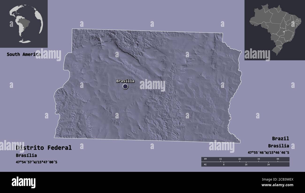 Shape of Distrito Federal, federal district of Brazil, and its capital ...