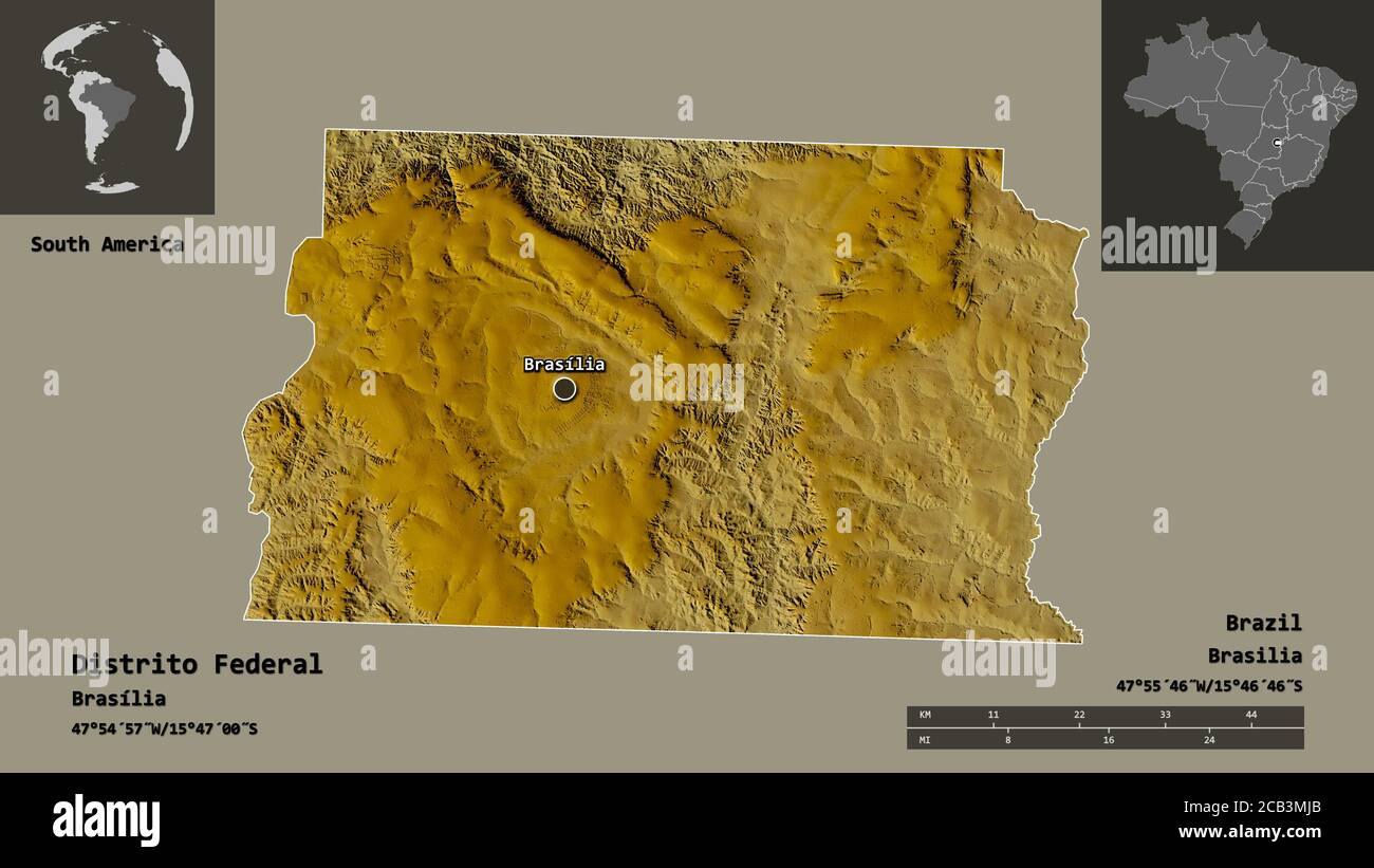 Shape of Distrito Federal, federal district of Brazil, and its capital ...