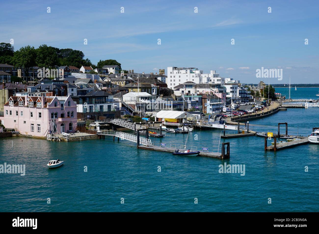 Cowes, Isle of Wight, UK.   July 22, 2020.  The sailing club and quay at the famous town of Cowes on the Isle of Wight, UK. Stock Photo