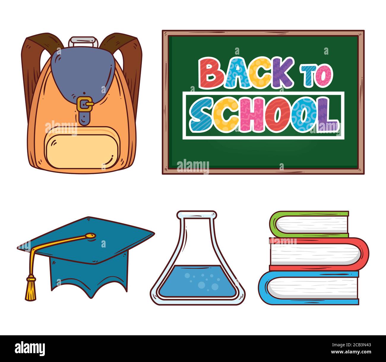 back to school banner with chalkboard and set of education supplies ...