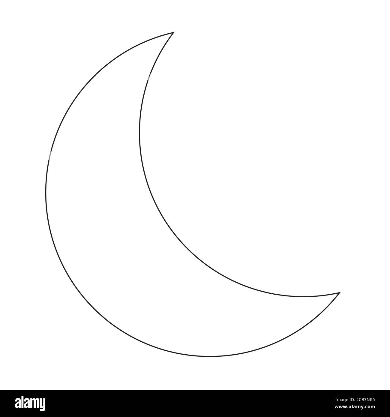 Outline young moon icon. Half moon vector symbol Stock Vector