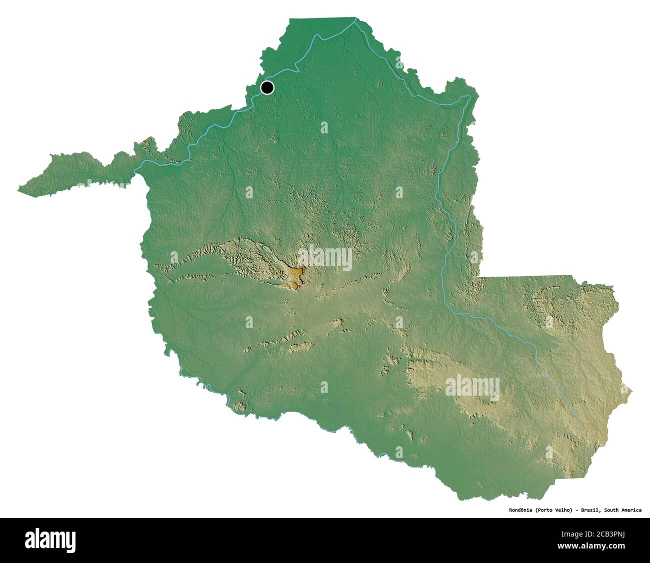 Shape of Brazil with its capital isolated on a solid color background.  Bilevel elevation map. 3D rendering Stock Photo - Alamy