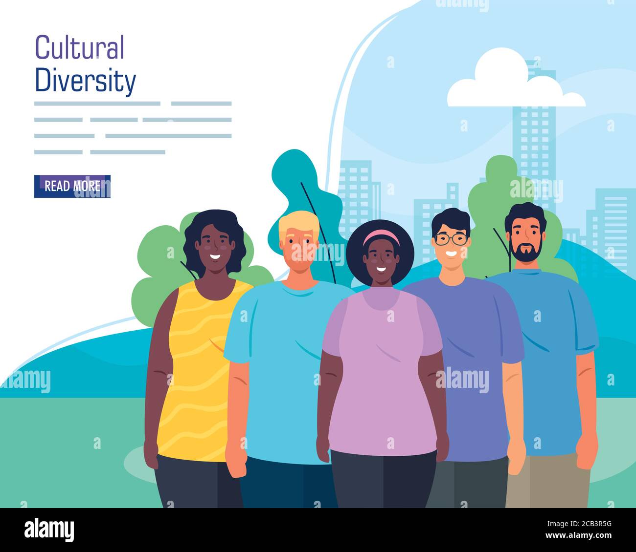 multiethnic group of people together in cityscape, cultural and ...