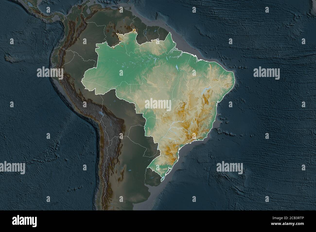 Shape of Brazil separated by the desaturation of neighboring areas ...